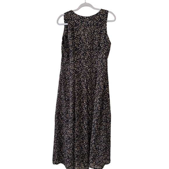 Vintage Contempo Casuals Black Floral Sleeveless Button Front Midi Dress - Picture 6 of 11